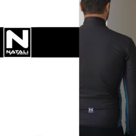Giacca invernale ciclismo modello square ocean black by Maglificio Natali vista posteriore