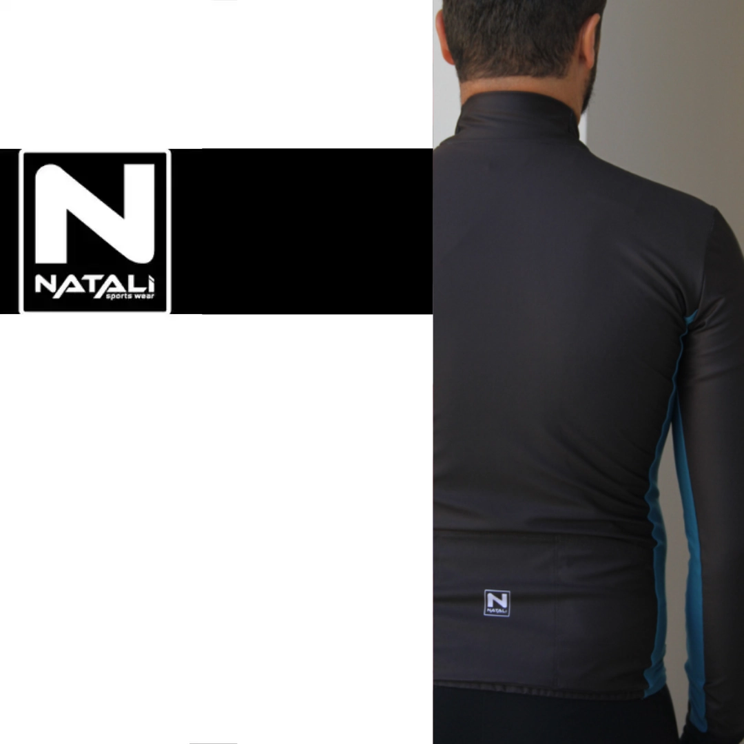 Giacca invernale ciclismo modello square ocean black by Maglificio Natali vista posteriore