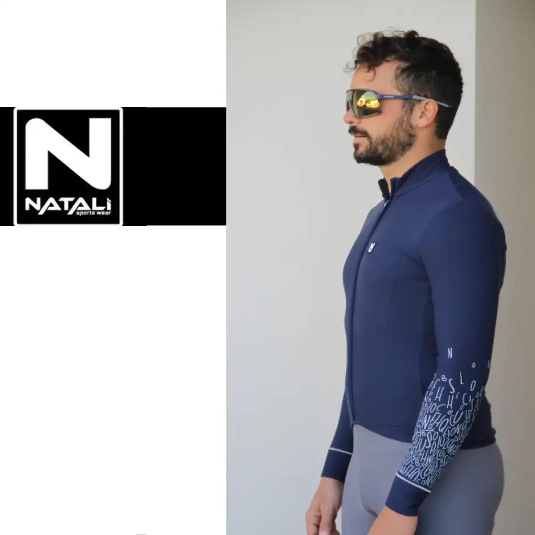 Maglia invernale ciclismo Thermo Blue - vista laterale